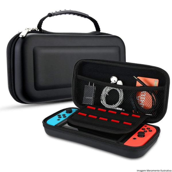 Case Protetora Preta para Nintendo Switch OLED com 10 Slots para Jogos