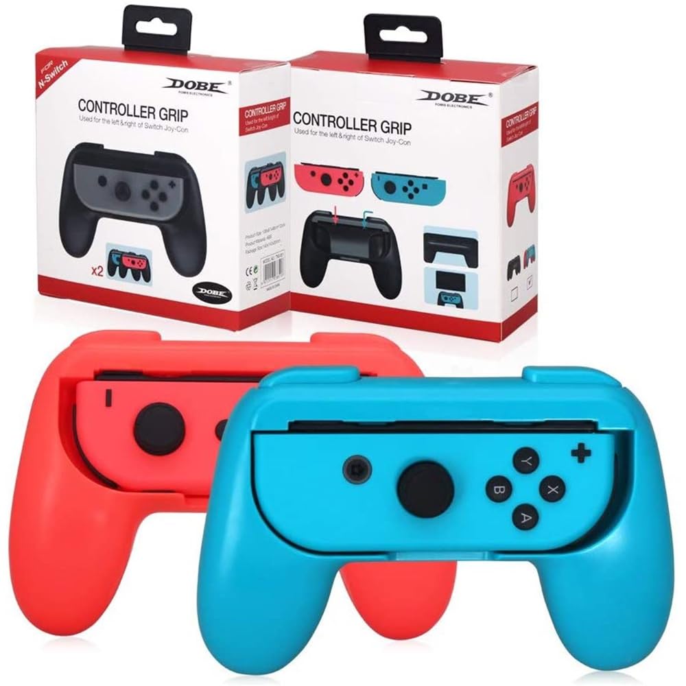 Par de Case Grip de Mão para Controle Joy-Con Nintendo Switch Vermelho e Azul