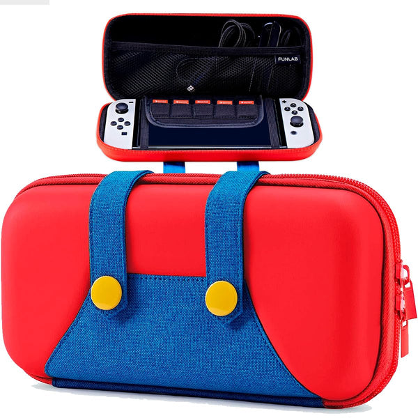 Case Protetor para Nintendo Switch OLED Tema Mario com Bolsa de Transporte Colorida